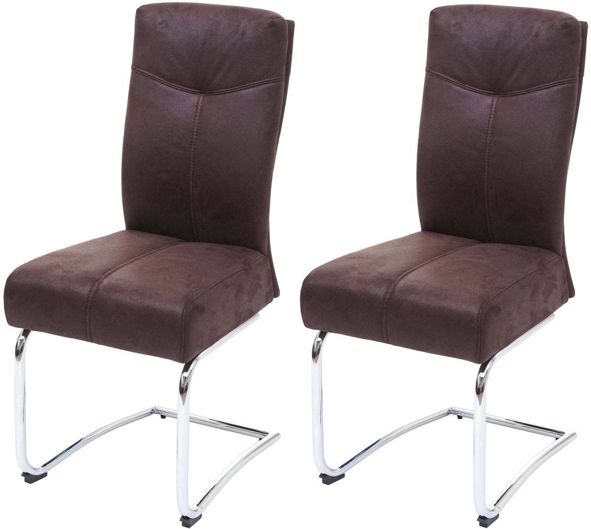 Set van 2 MCW eetkamerstoelen MCW-G56, sledestoel in bruin textiel suèdelook