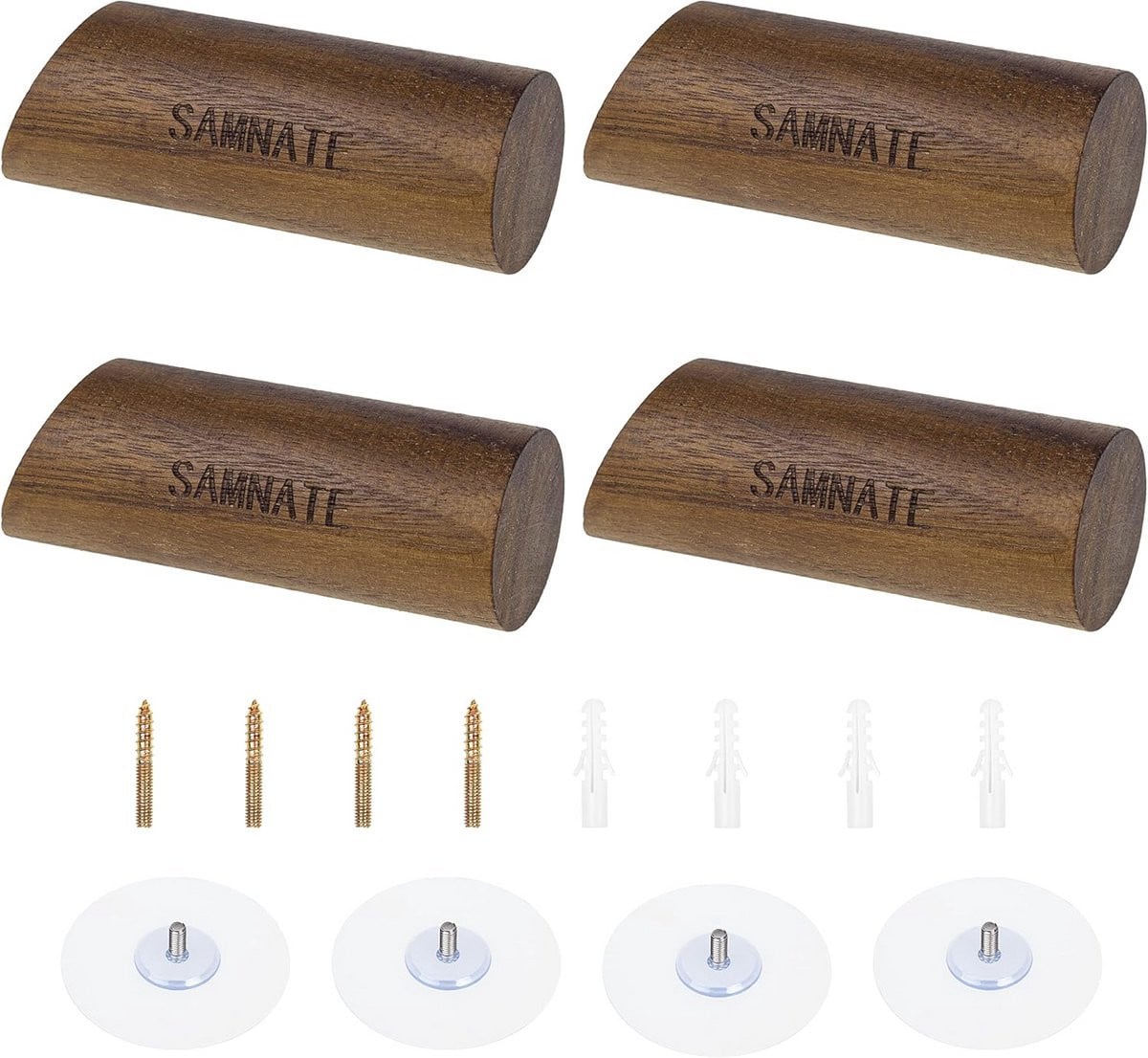 Set van 4 houten wandhaken voor jassen, hoeden en accessoires