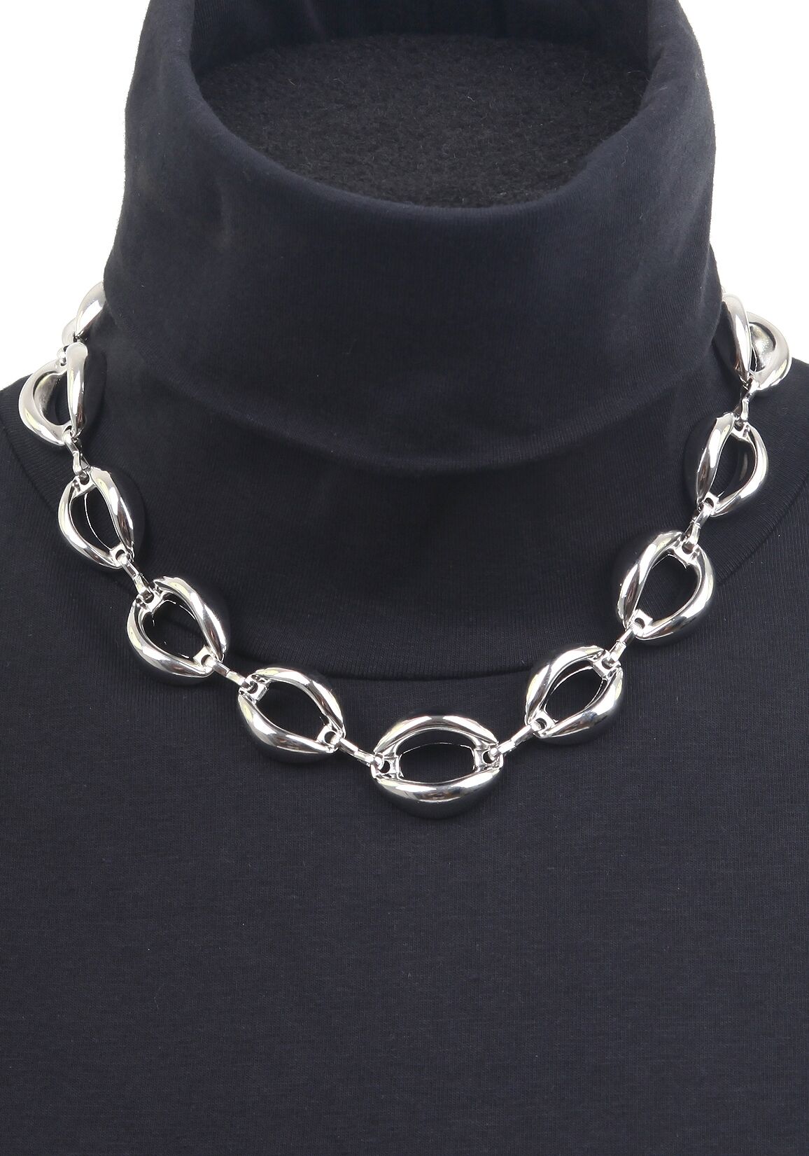 Collier FIRETTI "Halsschmuck Gliederkette", grau (metallfarben), Halsketten, Damen, Metall, L: 48 B: 18mm, Collier, B:18mm metallfarben Metall, L: 48 B: 18mm