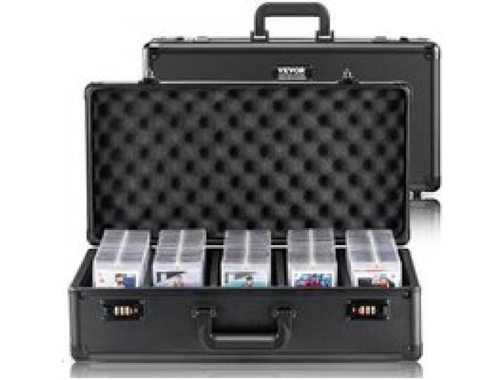 VEVOR Boîte de rangement pour cartes gradées, 5 emplacements, étui de transport pour cartes de sport gradées, séparateurs mousse, verrou à code, pour 162 PSA, 115 BGS, 130 SGC cartes, 585 top loaders