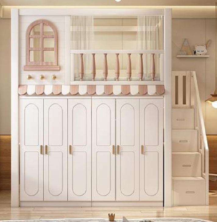 Etagenbett+Schrank Multifunktion Hochbett Kinderbett Kleiderschrank Holzbett