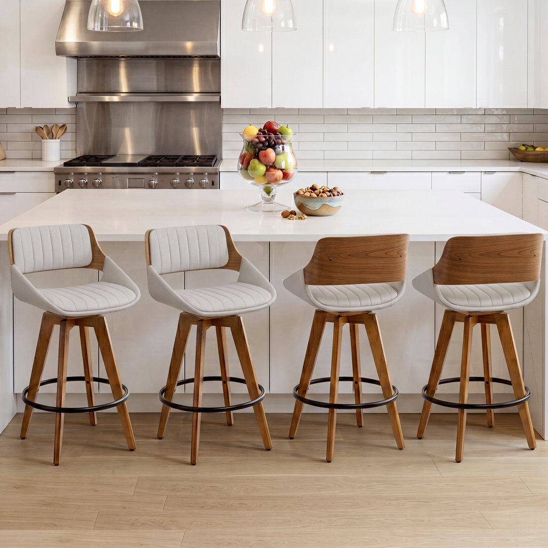 Blue Elephant Jobani 65cm Swivel Bar Stool Grey 90cm H X 49cm W X 50cm D