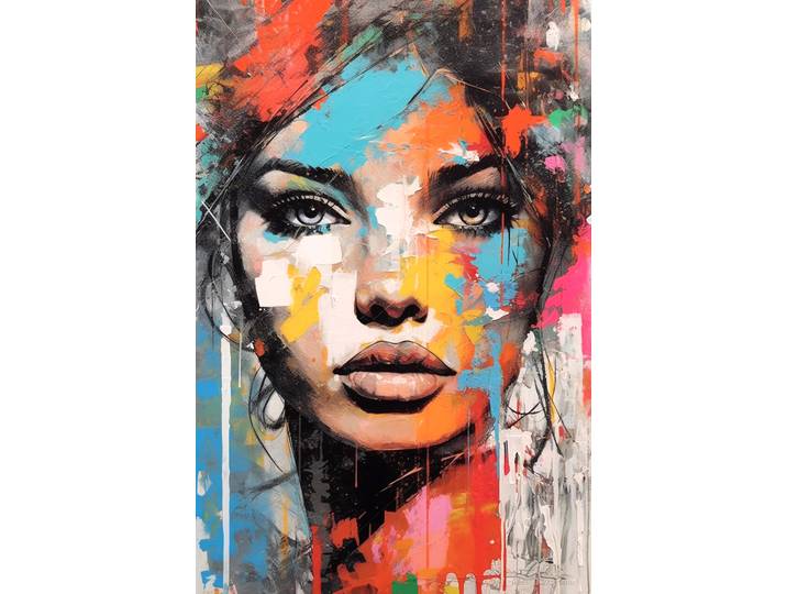 Leinwandbild AFFENGEILEBILDER Female Popart by Rosa Piazza auf Keilrahmen gespannt , bunt (farbe bild(er): grün,schwarz,rot,gelb,blau,weiß), B:60cm H:90cm T:2cm, Leinen, Bilder, Leinwandbild, Kunstdruck Wandbild Bild in verschiedenen Formaten