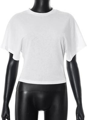 Uplifted Finds Premium Pure Cotton Crew Neck Pullover Womens Loose Fit Waist Defining Cropped Top With Exposed Navel white m