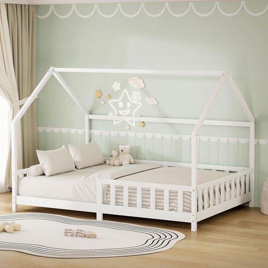 Kinderbett 140x200 cm - Aus massivem Kiefernholz - Mit Schutzgitter - Langlebiges Jugendbett - Luxento