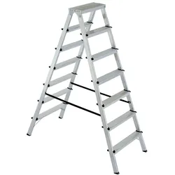 BRB Doppelleiter/Bockleiter aus Alu 2x7 Stufen, max. erreichbare Arbeitshöhe 3515 mm