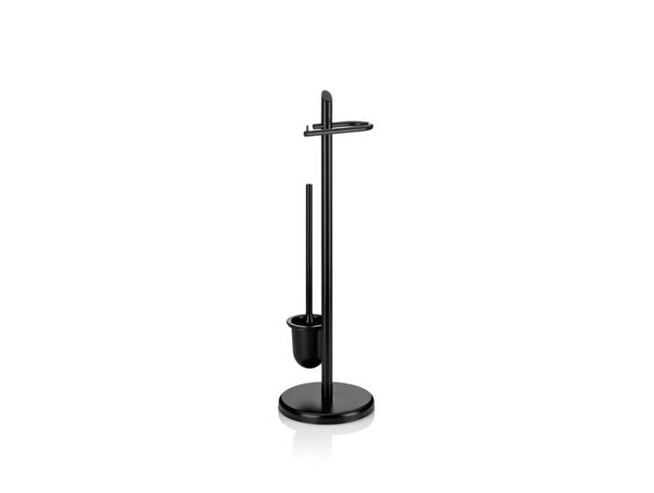 Kela Wc-Bürstengarnitur, Schwarz, Metall, 73 cm, Bürstenkopf abnehmbar, Ersatzrollenhalter, Badezimmer, WC Ausstattung, WC-Bürsten