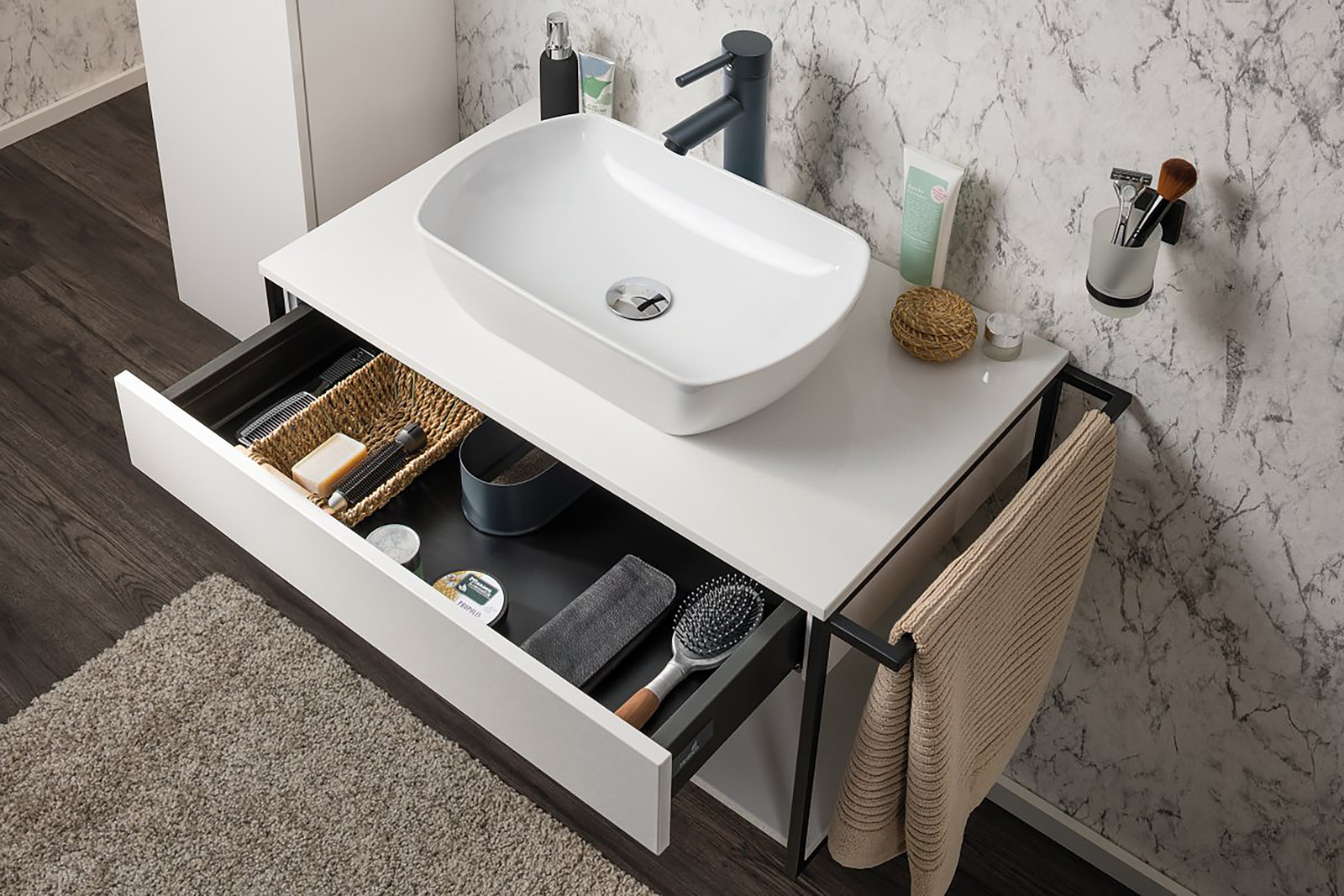home24 Wastafelonderkast New York wit hoogglans 57 cm