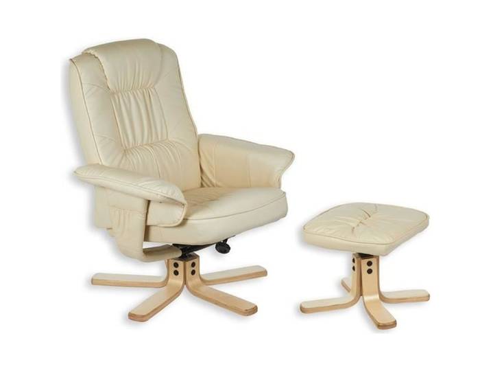 Fauteuil de relaxation CHARLY avec repose-pieds/pouf siège pivotant dossier inclinable assise rembourrée relax en synthétique
