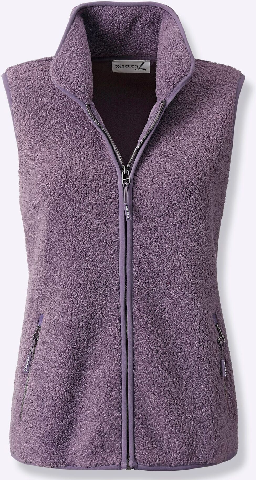 Fleeceweste CASUAL LOOKS, Damen, Gr. 44, lila (feige), 100% Polyester, unifarben, Westen Fleeceweste feige 44