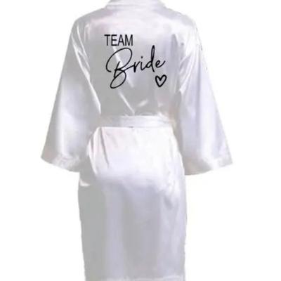 Team Bride Satin Kimono Robe For Wedding Party white Team Bride xl