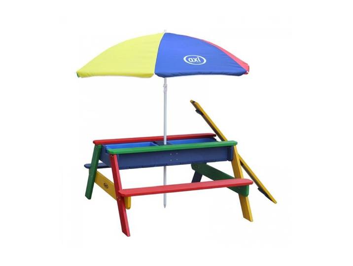 Axi - Table de pique-nique à sable et eau et parasol Nick Arc-en-ciel