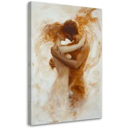 WANDBILD nacktes verliebtes paar in beige