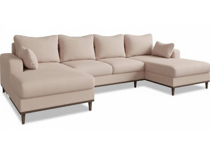 JVmoebel Wohnlandschaft Beiges U-förmiges Ecksofa großes Stoffsofa luxuriöses Wohnzimmer, 1 Teile, Made in Europa