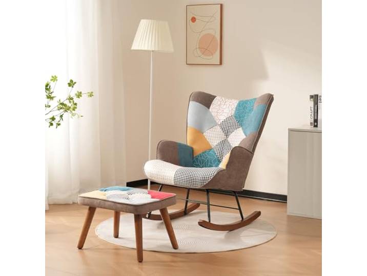 Elaimoros Schaukelstühle, Freizeitstühle, Schaukelstühle vorne und hinten mit Spleißen, Wohnzimmerstühle, Freizeitstühle mit Fußstütze