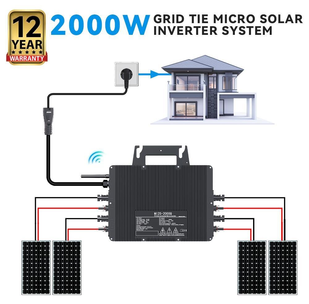 Selius Solar Omvormer 2000W Inverter 26-60V DC naar 230V AC IP67 Waterdicht