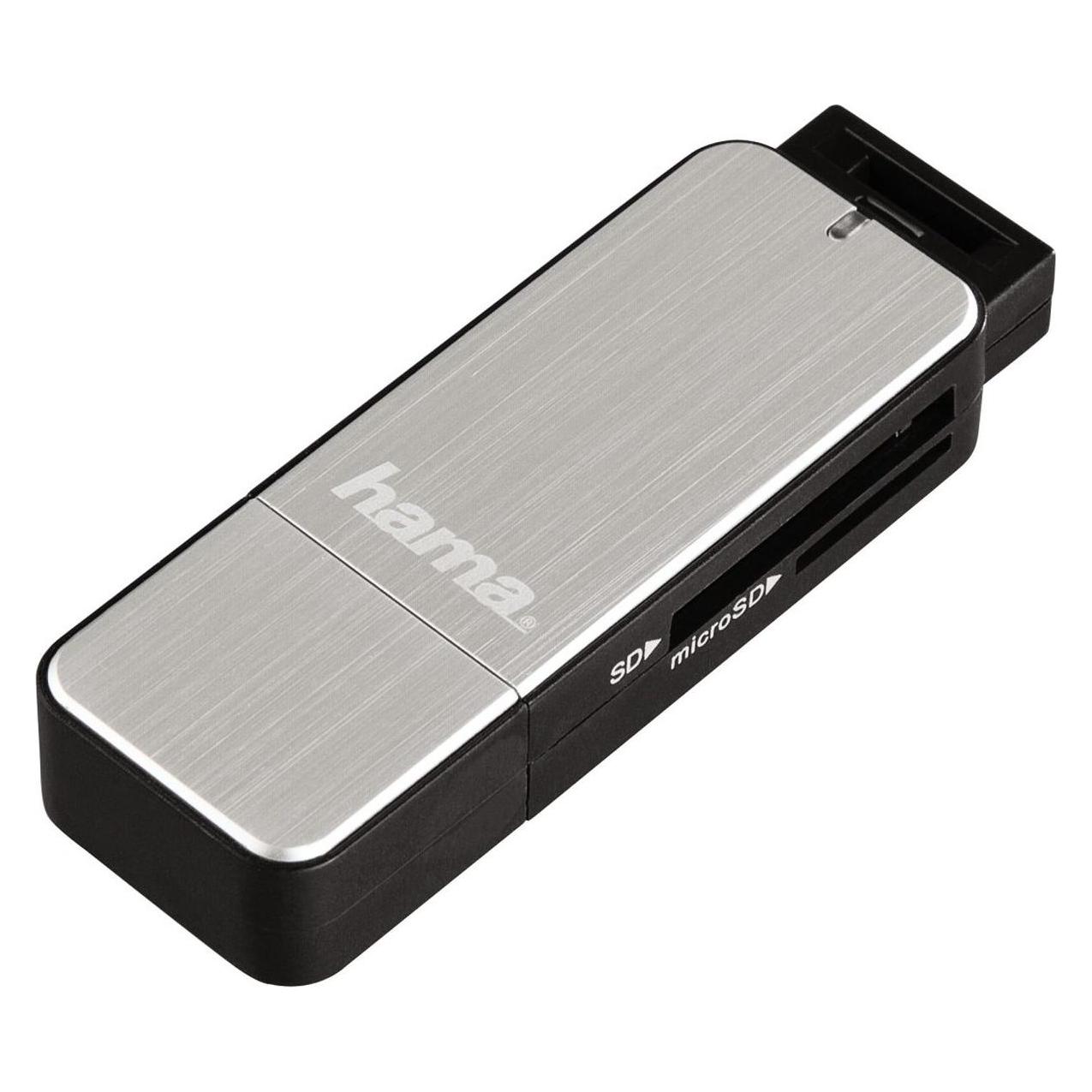 Hama USB-3.0-SD-/microSD-Kartenleser, Silber (USB 3.0) (123900)