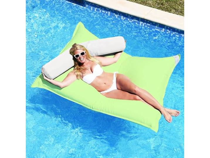 chillisy® Pool Sitzsack Mallorca 160 x 120 – schwimmend – Float-Gefühl inklusive – 5 Jahre Farb-Garantie – Wasserfest, UV-beständig & waschbar - Lindgrün [160x120 cm]