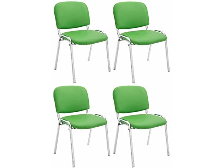 CLP 4er Set Stühle Ken Chrom Kunstleder I Gepolsterte Sitze I Stapelbar Farbe grün