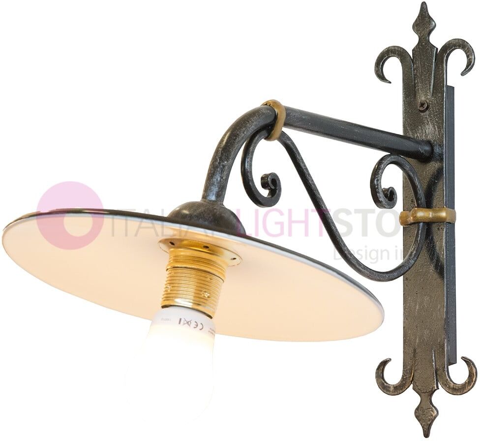 Piatto Applique Rustico Per Esterno Ferro Battuto Con Piatto D.27