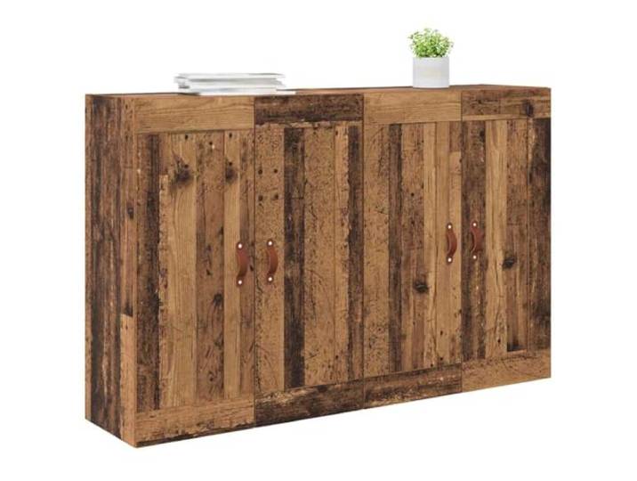 KTHLBRH Wandschrank 2 Stück Altholz 69,5 x 34 x 90 cm Mehrschichtholz, 4 Türen, Innenregale, platzsparendes Design, einfache Montage