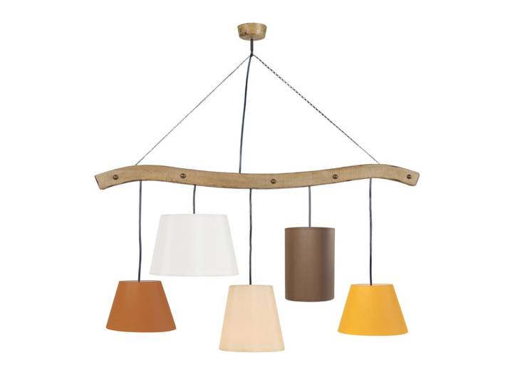 Lustre bois abat-jour multicolore