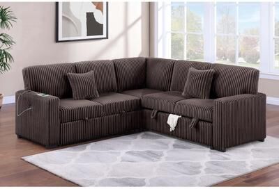 Esofastore Under Sofa Storage Convertible Sectional 3pc Chocolate Finish