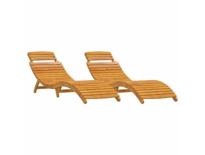 77914& CHIC Transat Bains de soleil transat d'extérieur 2 pcs Marron 55x184x64cm Bois d'Acacia Massif - 55x184x64 cm
