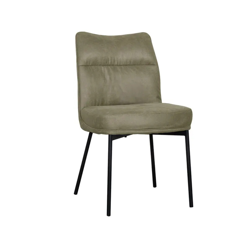 Label51 Eetkamerstoel Lennon - Moss - Kunstleder - Zwart Metalen Frame