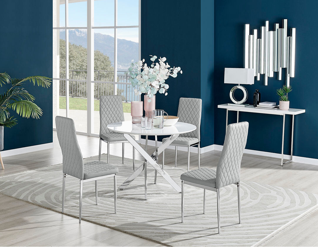 Canora Grey Eubanks 4 -Person Dining Set Grey/White Gloss 4