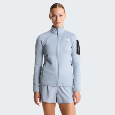 Fleecejacke THE NORTH FACE "W MISTYESCAPE FLEECE", Damen, Gr. L, grau (frost grau, tnf schwarz), Obermaterial: 93% Polyester, 7% Elasthan, Jacken Fleecejacke, für Sport- und Outdooraktivitäten, dehnbares Material