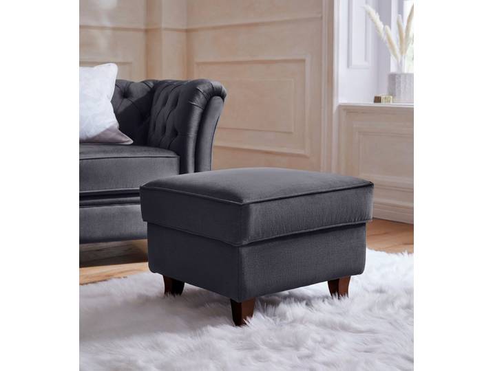 Home affaire Polsterhocker Reims, echte Chesterfield-Knopfheftung, Samtoptik mich changierender Optik