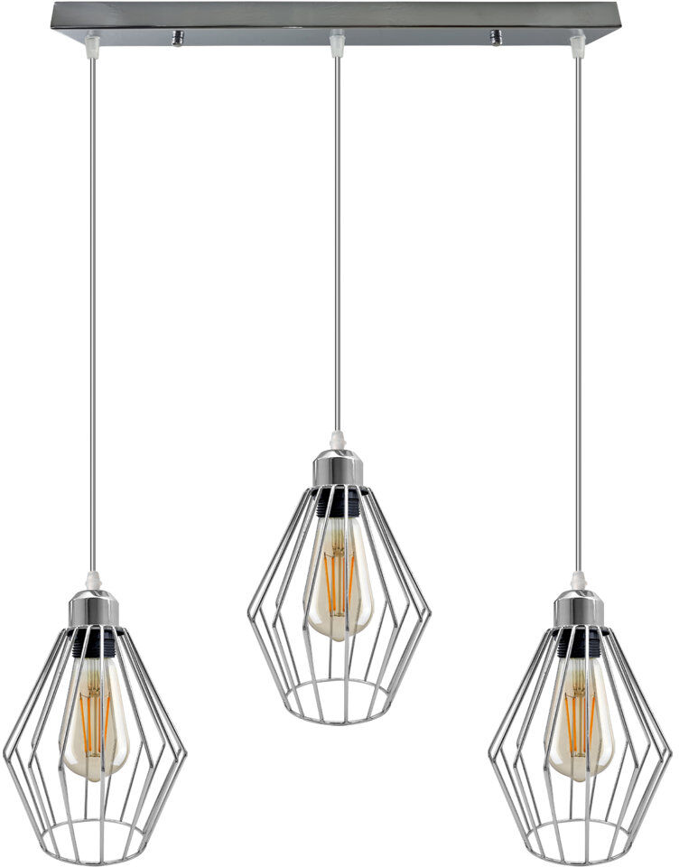 Borough Wharf Luisana 3 - Light Chrome Kitchen Island Pendant Chrome 20cm H X 70cm W X 20cm D