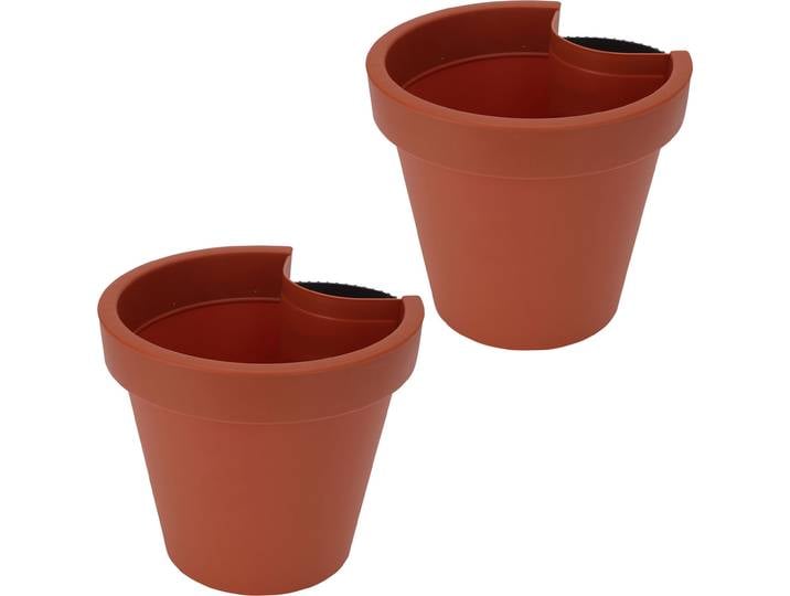 2er-Set Fallrohr-Blumentopf, rund, terracotta, Regenrohrtopf, Ø 23 cm
