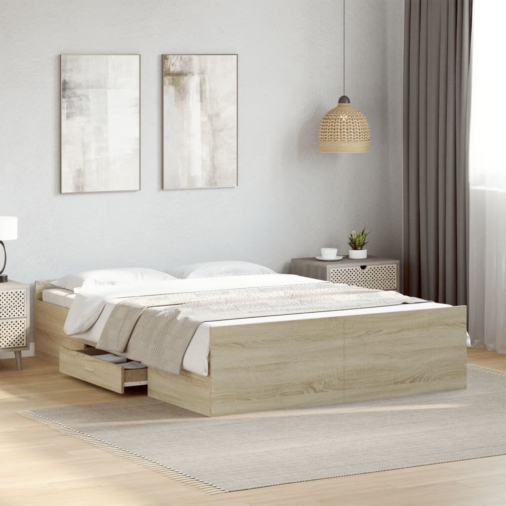 17 Stories Peltz Bed Sonoma Oak Double (4'6)