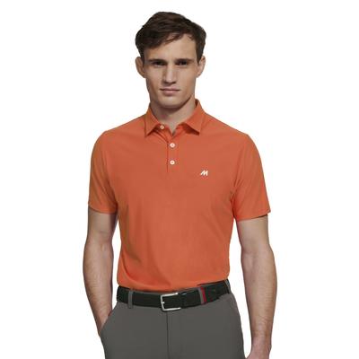 T-Shirt MEYER "Tiger", Herren, Gr. M, orange (kürbis), 90% Polyamid, 10% Elasthan, unifarben, regular fit, V-Ausschnitt, gerader Abschluss, Shirts T-Shirt, mit UV-Schutz, aus der Golf Serie