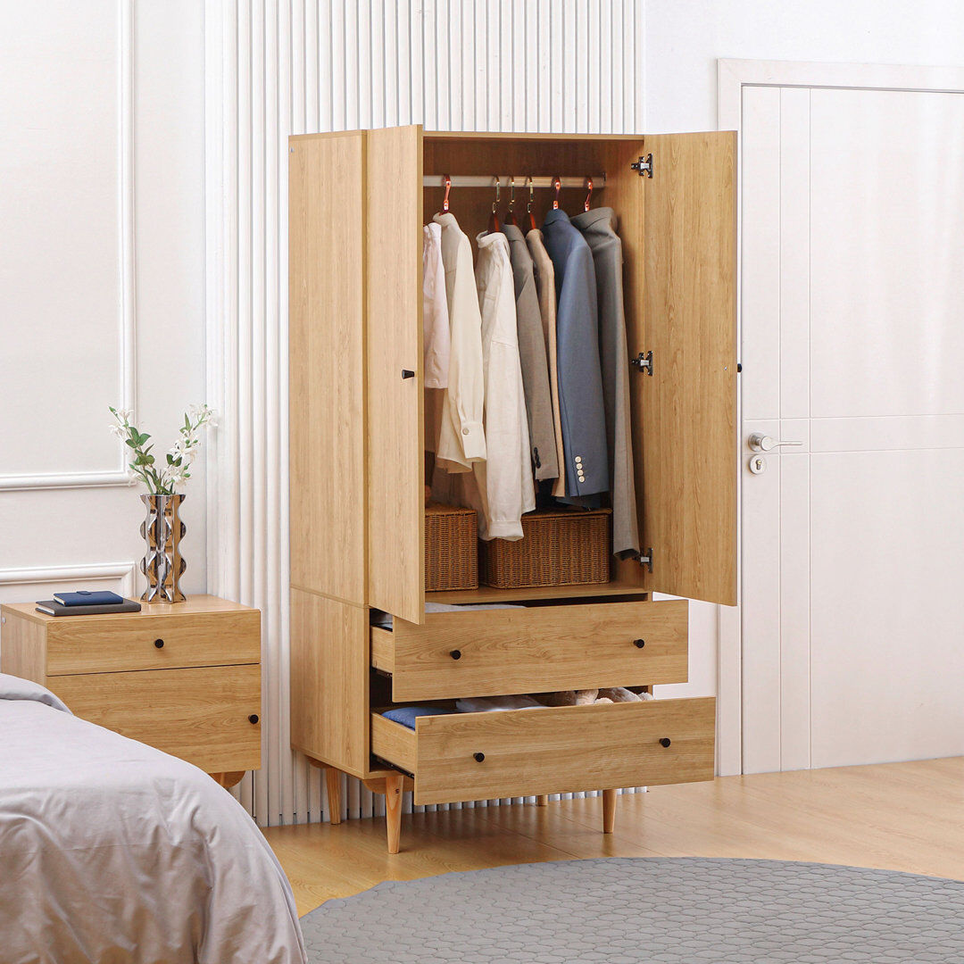 Norden Home Lewistown 2 Door Wardrobe Natural 180cm H X 80cm W X 52cm D
