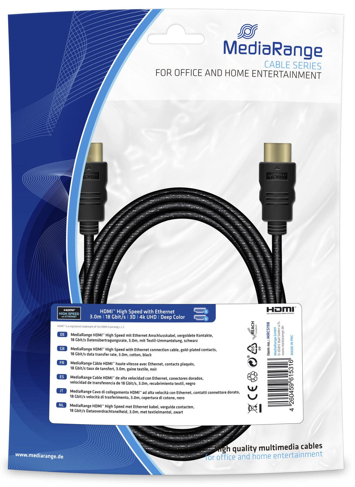 MediaRange HDMI-Kabel MRCS198 3 m