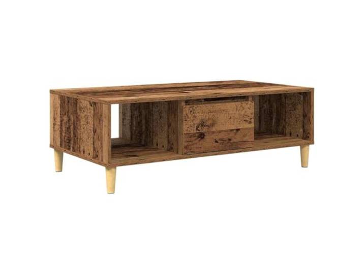 Couchtisch Altholz 102 x 55 x 35 cm Engineering Holz Regale für Zubehör, Flügeltüren, minimalistischer Stil, einfache Montage, einfache Pflege