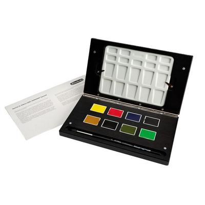 Schmincke Horadam Aquarell, Holzkasten, 8 x XL-Näpfchen + Pinsel + Palette