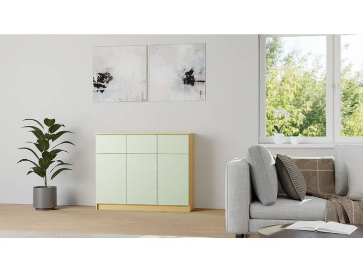 Sideboard mit grünen Türen Buche Natur geölt