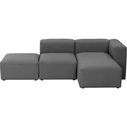 ECKSOFA mit Hocker links Kattrina Flachgewebe anthrazit
