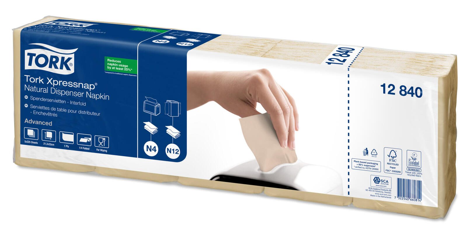 TORK Servietten 33,0 x 21,3 cm 1-lagig natur 12840