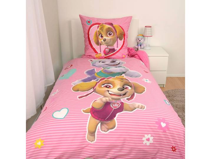 Bettwäsche PAW PATROL Paw Patrol , bunt, B/L: 135cm x 200cm, 1 Stk., 1 Stk., Renforcé, B/L: 80cm x 80cm, 2 Stk., Renforcé, Obermaterial: 100% Baumwolle, Bettwäsche, Bettwäsche, Glow in the Dark