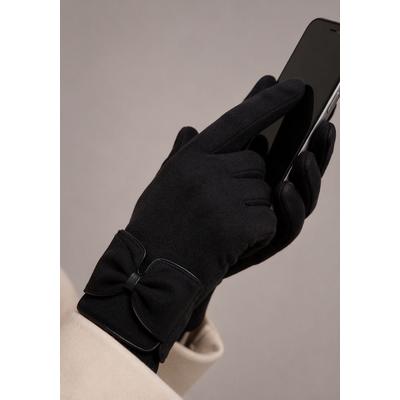 Fleecehandschuhe LAURA SCOTT "Touch-Screen Funktion", Damen, Gr. 7.5, schwarz, Fleece, Kunstfaser, unifarben, Handschuhe, mit Ton in Ton Schleifen- und PU-Piping - NEW