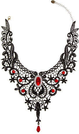 Choker "Spitze", schwarz/rot