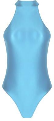 USA Free Shipping Shop Women's Gymnastics Leotard High Neck Yoga Bodysuit One Piece Workout Outfits ice Blue l