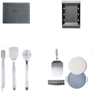 Mont Alpi Chef's Kit Accessory Bundle - Griddle Plate + Charcoal Tray + Pizza Peel/Stone/Cutter + Spatula + Tongs + Grill Brush