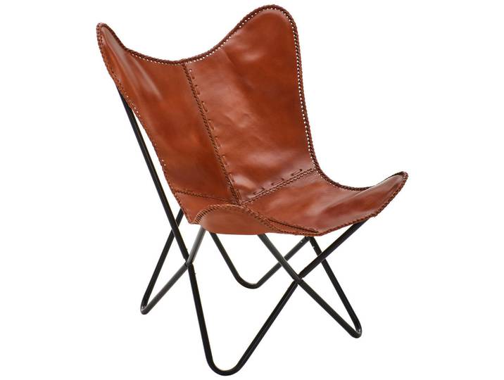 Landscape Stuhl, Schwarz, Cognac, Metall, Echtleder, Büffelleder, Lederoptik, Rundrohr, Haarnadel, 72x75x96 cm, Typenauswahl, Esszimmer, Stühle, Esszimmerstühle, Lederstühle