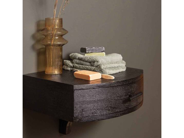 Table de chevet murale en acacia noir Boudoir